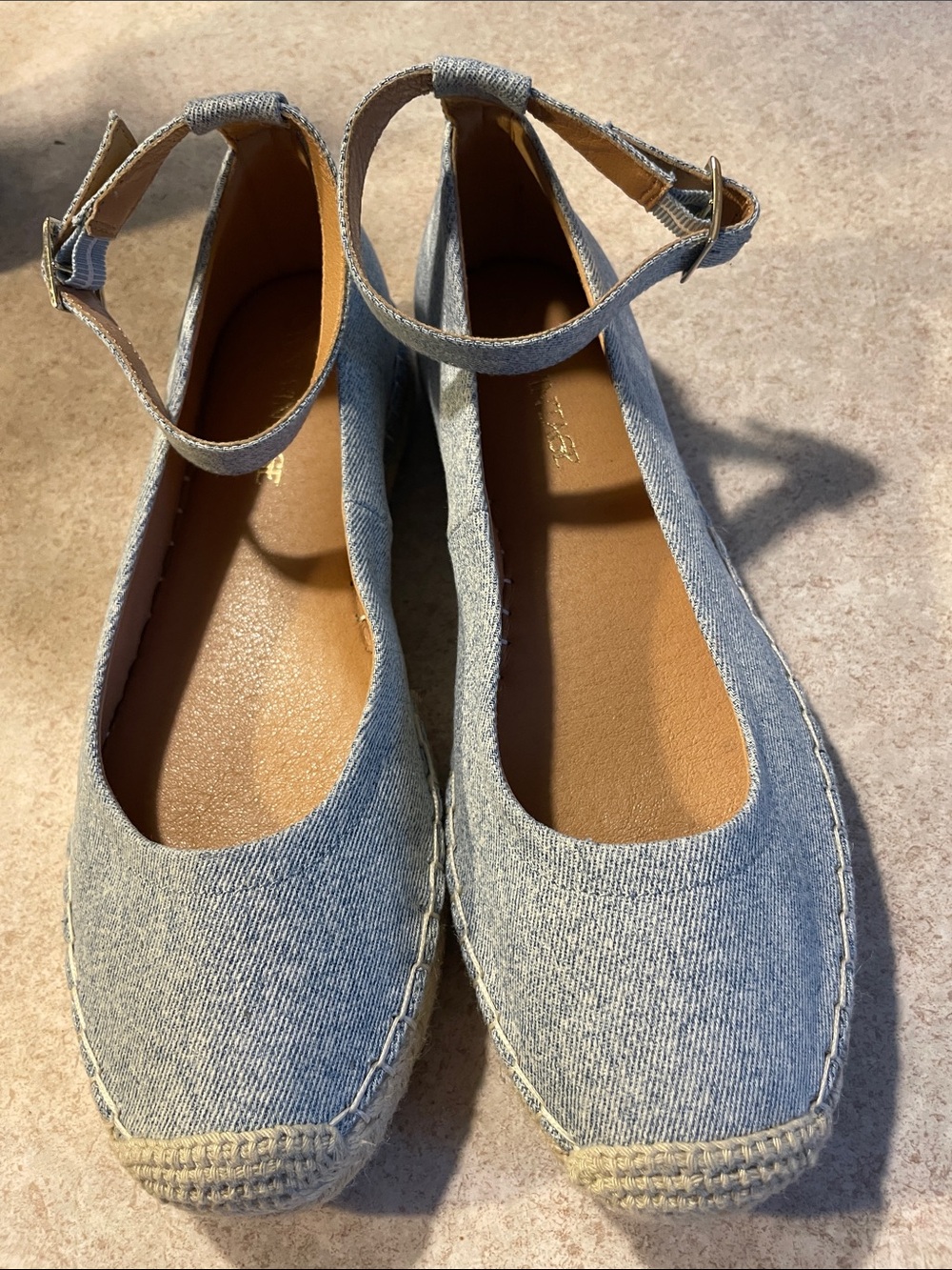 Crown Vintage Light Blue Denim Ankle-Strap Espadrilles
